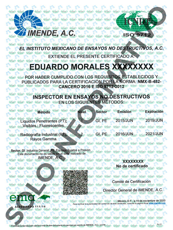 Ejmeplo de Ceritficado